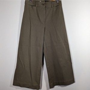 Trina Turk Olive Green Wide Leg High Waist Cropped Pants Women Size 6